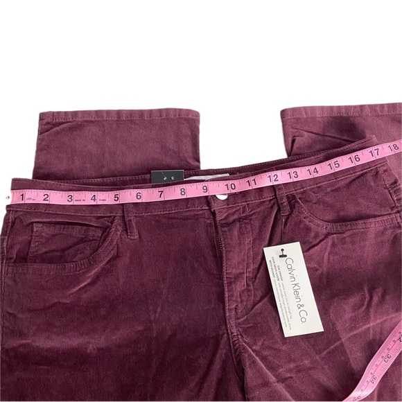NWT Calvin Klein Dark Purple Corduroy Straight Leg Natural Midrise Pants Stretch - Picture 3 of 9